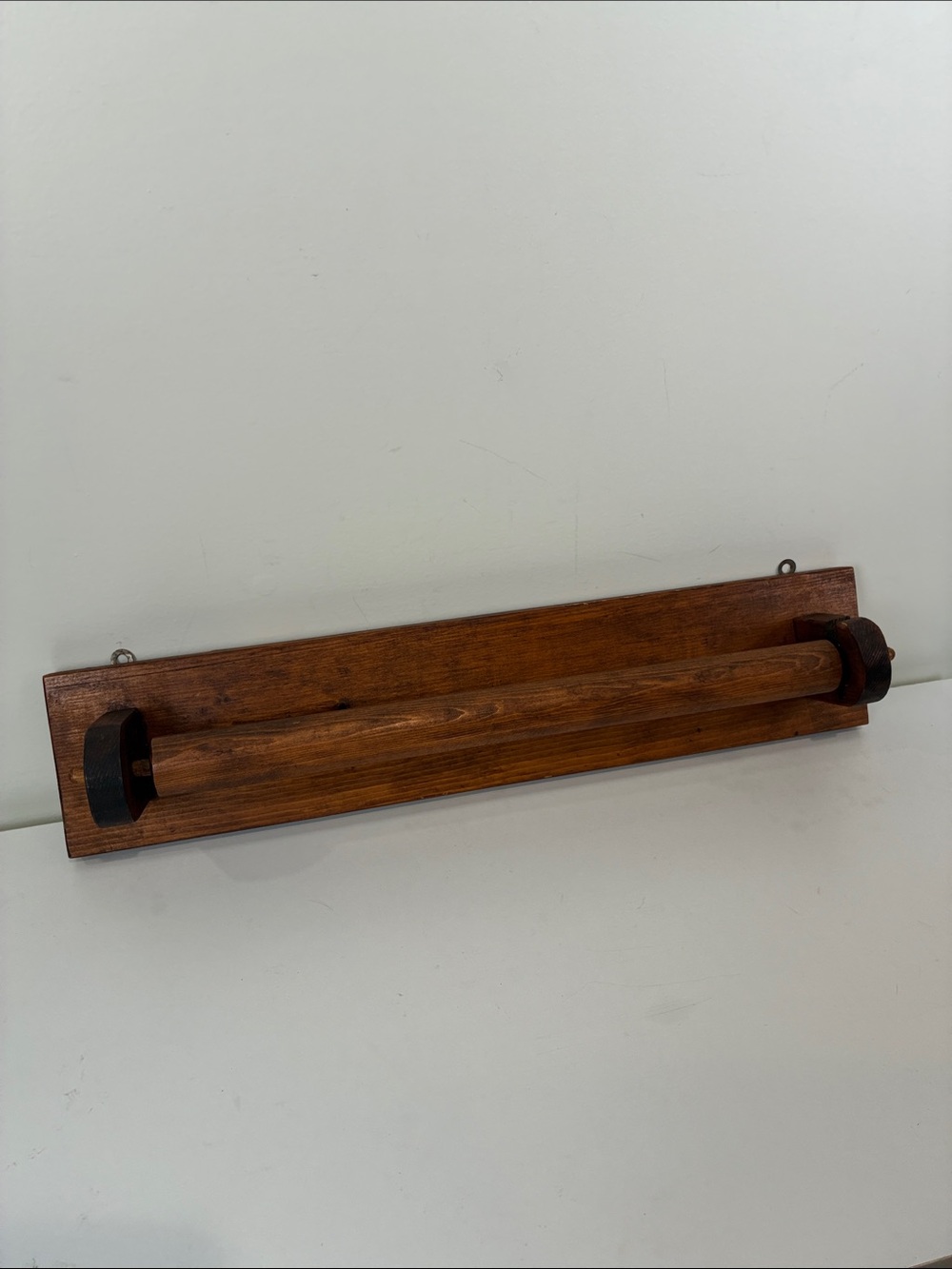 Rustic Wooden Wall Towel Rack Paper Roll Handmade Vintage Cabin Cottagecore Wood